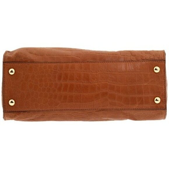 MICHAEL Michael Kors Hamilton Large Tote Handbag Mocha Gold Hardware Croc - Picture 4 of 16